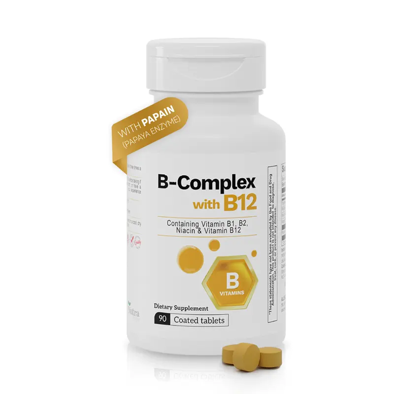 B-100 Complex with B12 High Potency B Vitamin Formula – 90 Coated Tablets