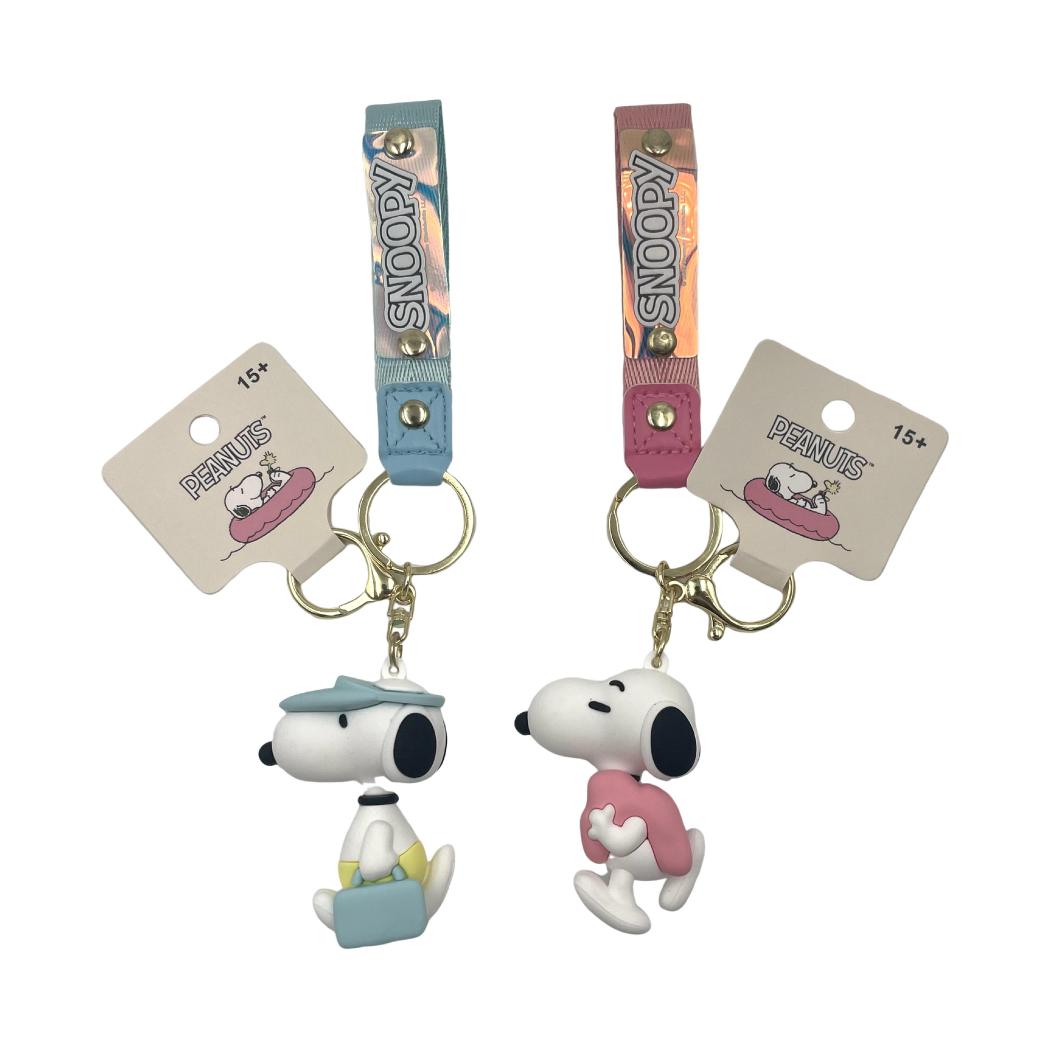 [Random One] MINISO Snoopy Summer Travel 3D Keychain , Multiple Designs, Cute Bag Charm & Key Accessory – Trendy Gift for Summer & Spring