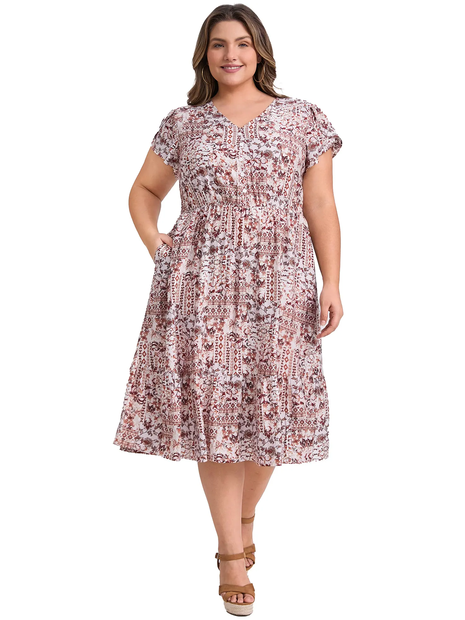 teal long sleeve midi dress Dusty Teal Floral Print Long Sleeve Midi Dress