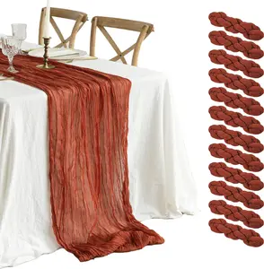 6/10 Packs Boho Gauze Wedding Cheesecloth Table Runner, Seasonal Fabric Kitchen Dining Holiday Table Decor for Home Party