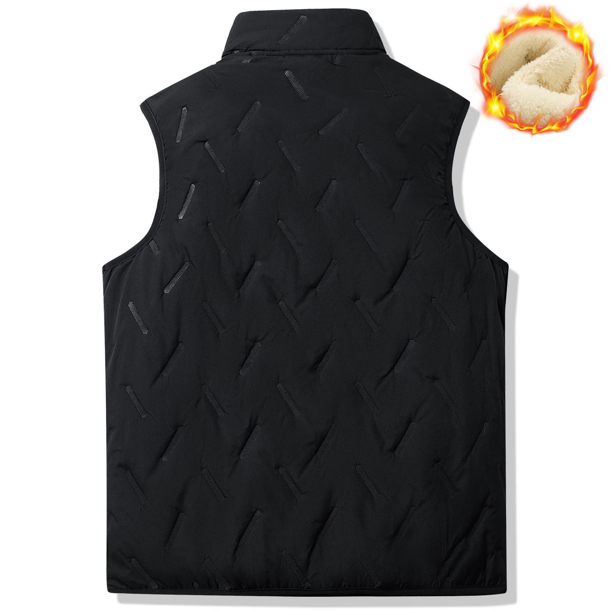 Men's Stand Collar Vest with Zipper Pockets Winter Jacket, Suitable for Cold Weather, Layered Style Men's Winter Vest, Men's Winter Apparel, Men's Warm Clothing hood eve st plain fleece autumn winter warm vest fleece Casual Sleeveless Gilet thick wi