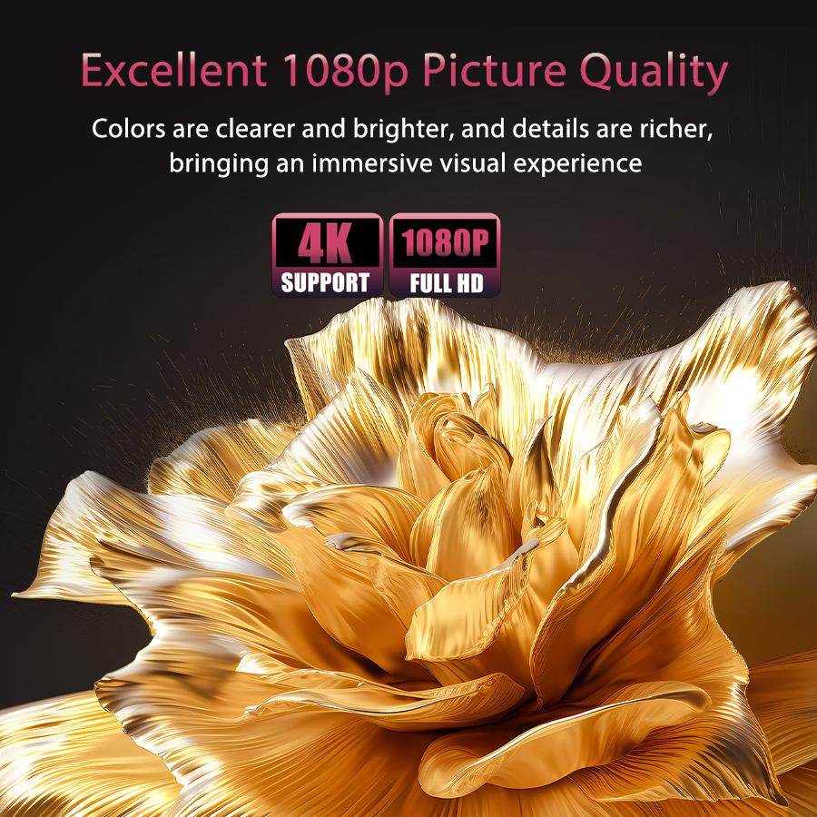 Happrun TK-H1 1080P Bluetooth Projector | Portable Mini H1 Projector for Home Theater, Bedroom Cinema, Outdoor Movies & Camping | Connects to Smartphone, iPhone, HDMI, USB, TV Stick, Fire Stick, PS4, PS5 | Bright Screen & Easy Setup