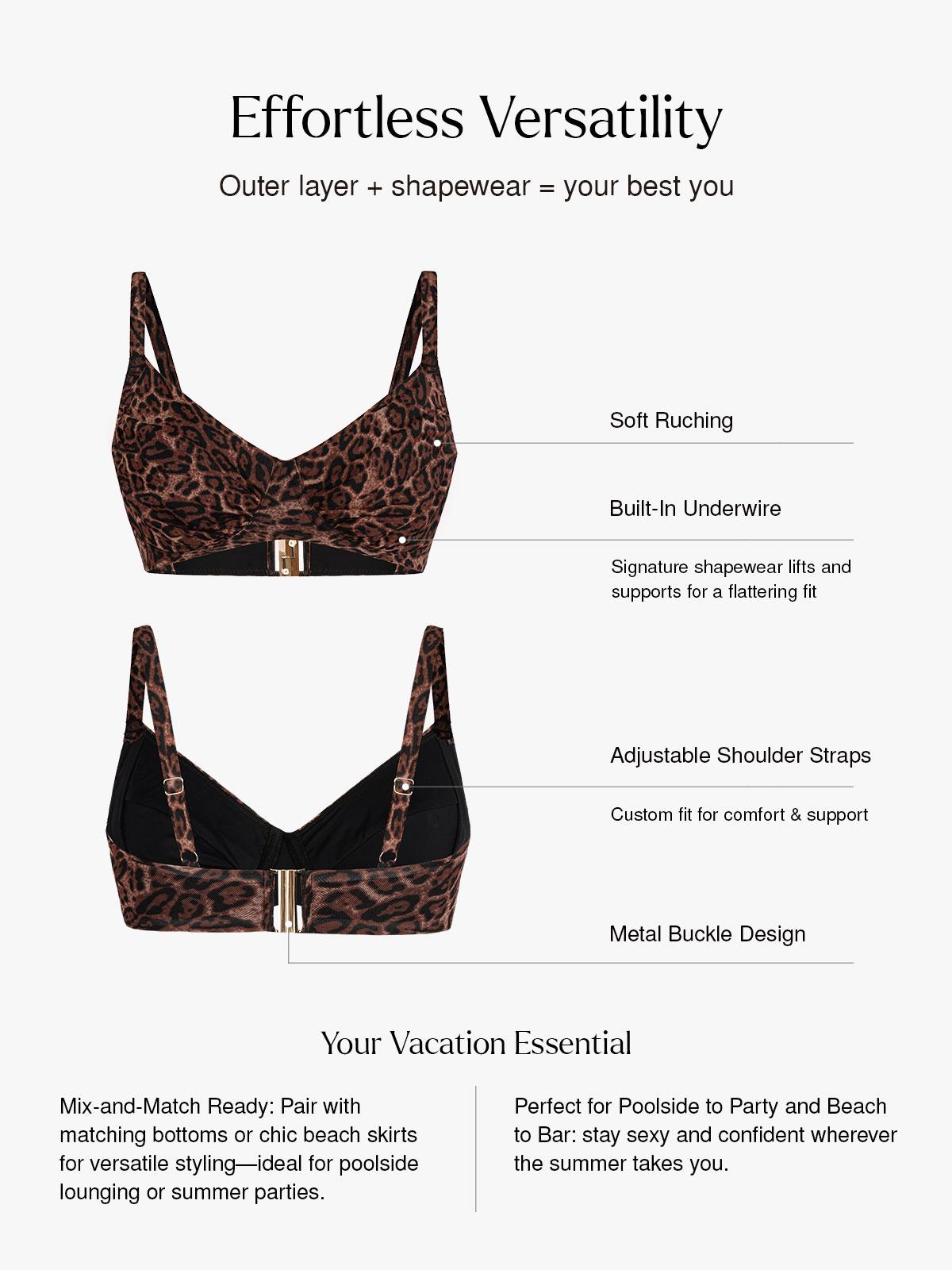 Popilush Leopard Swimwear Set High Waisted Bikini Shapewear Swimsuit  Push Up Adjustable Cover Up