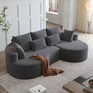 【Sub 2 packages】Niccae 105" Oversized Curved Cloud Couch Modular Sectional, Extra Deep Seat Chenille 4-Seater Sofa with 7 Pillows, No Assembly Required Free Combination Living Room Furniture for Apartment Home Office