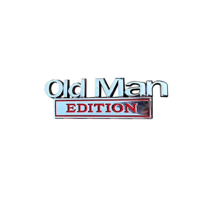 Funny "Old Man" "Cow Boy'' Driving Sticker - Durable Metal Emblem for Car, Truck, Toolbox