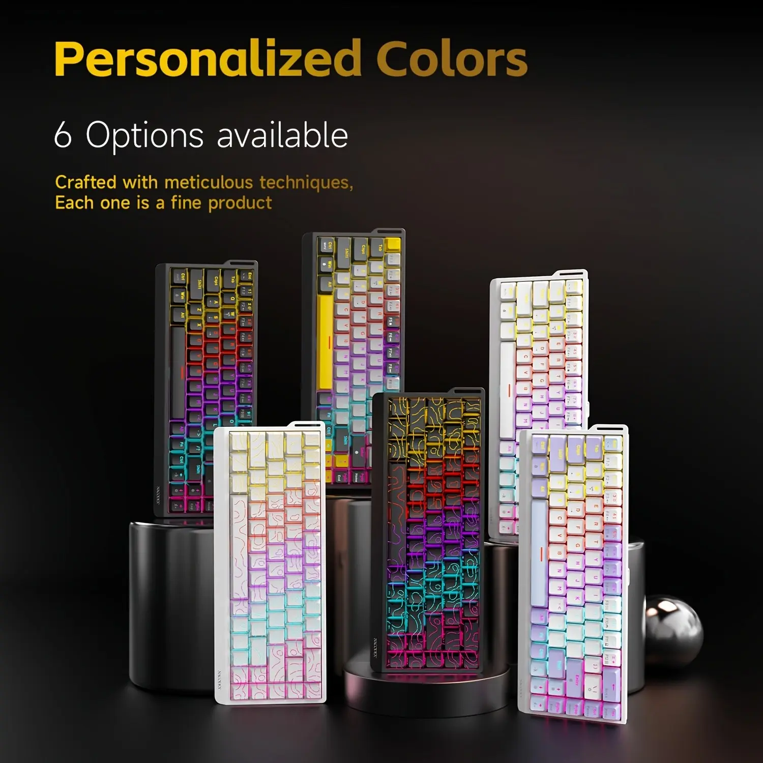 AJAZZ NK68 V2 Wired Mechanical Keyboard Plug & Play Suitable for PC, - Hot-Swap Color Backlit Keyboard with 68-Key Compact Layout, Included for PC Gaming & Typing, Compatible for Computer Desk Setup
