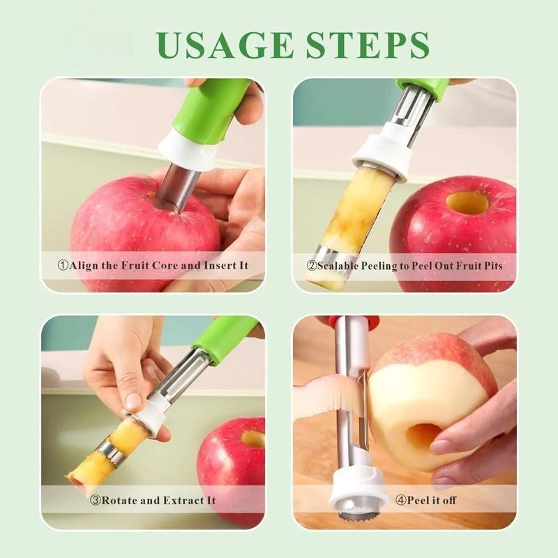 2-in-1 Fruit & Vegetable Core Remover & Peeler Stainless Steel Tool Quick Easy Core Removal for Apples Pears More Portable Compact Kitchen Utensil 2-in-1 Fruit & Vegetable Core Remover & Peeler Stainless Steel Tool Quick Easy Core Removal for Apples Pears More Portable Compact Kitchen Utensil