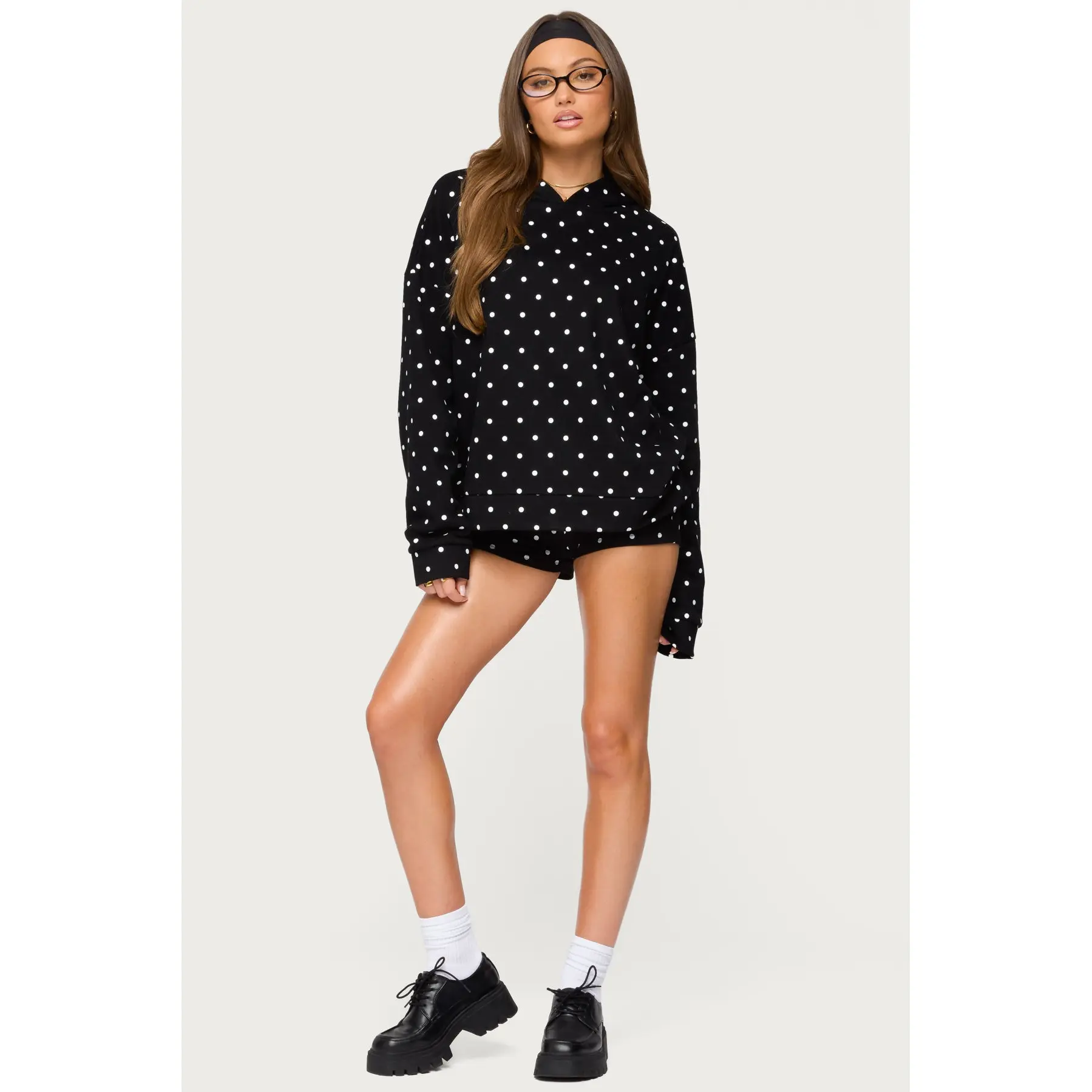 Chelsie Polka Dot Foldover Shorts Chelsie Polka Dot Foldover Shorts
