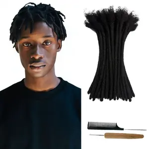 CCLG 30 Strands Dreadlock Extensions  100% Human Hair Dyeable & Bleachable  Braided Hair Extensions 4-12 Inch Loc Extensions Afro-Kinky Texture add length for Man/Women/Kids Glueless Reusable Bleach