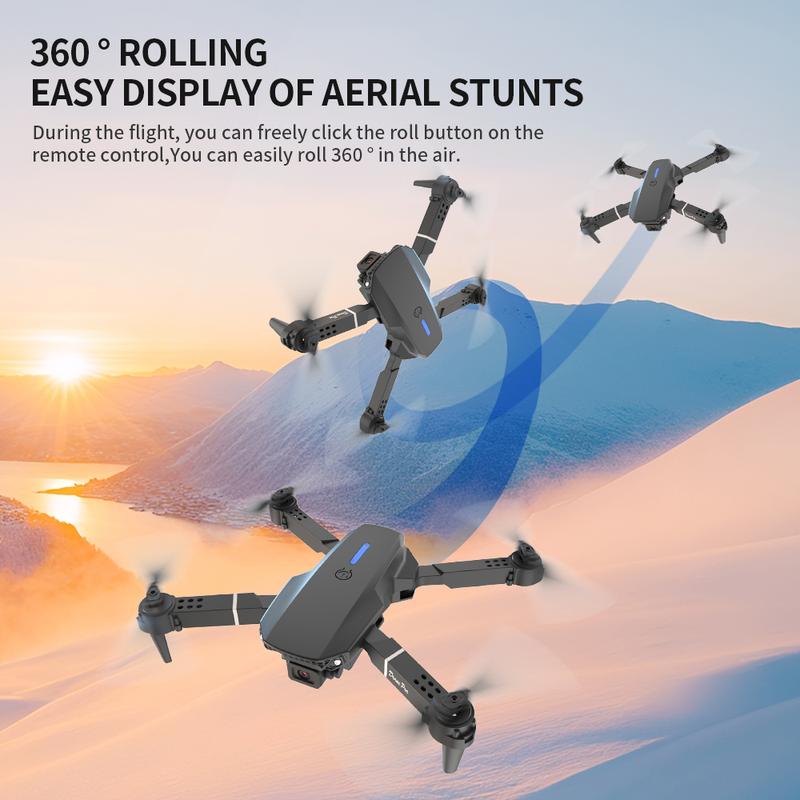 The new 2026 E88 drone comes with two batteries, foldable arms, a remote control with a screen and app control, USB charging, 480P video recording resolution, and 2.4G functionality, making it the perfect gift for outdoor camping and travel. Photography