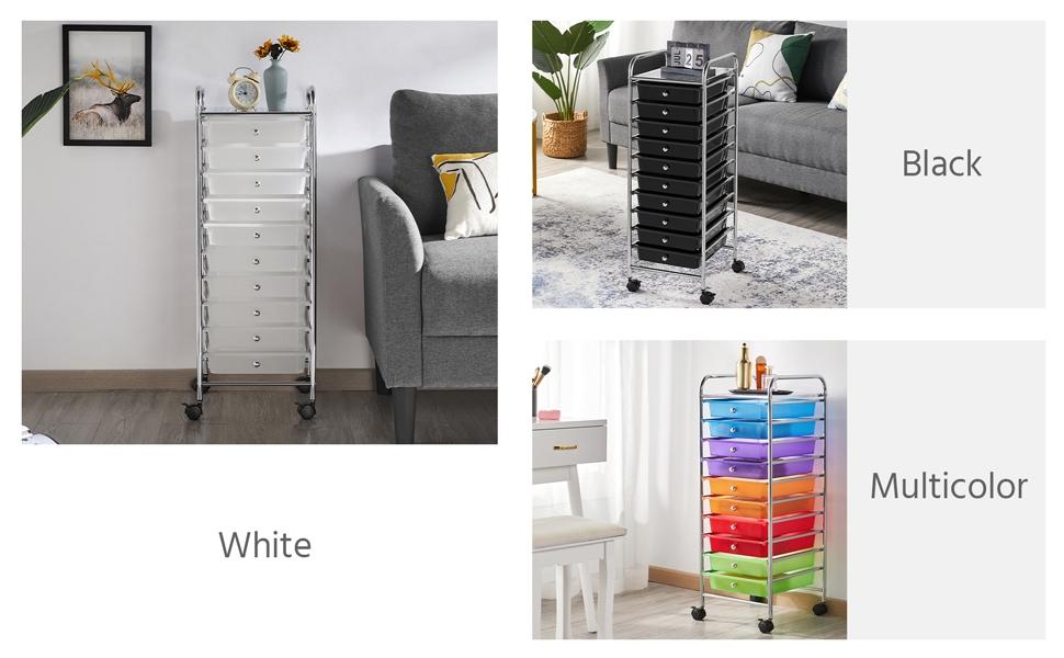 【Heavy Duty】Yaheetech 10-Drawer Rolling Storage Cart with Lockable Wheels Versatile Multi-Purpose Organizer for School Office Home Beauty Saloon Craft Free Gloves