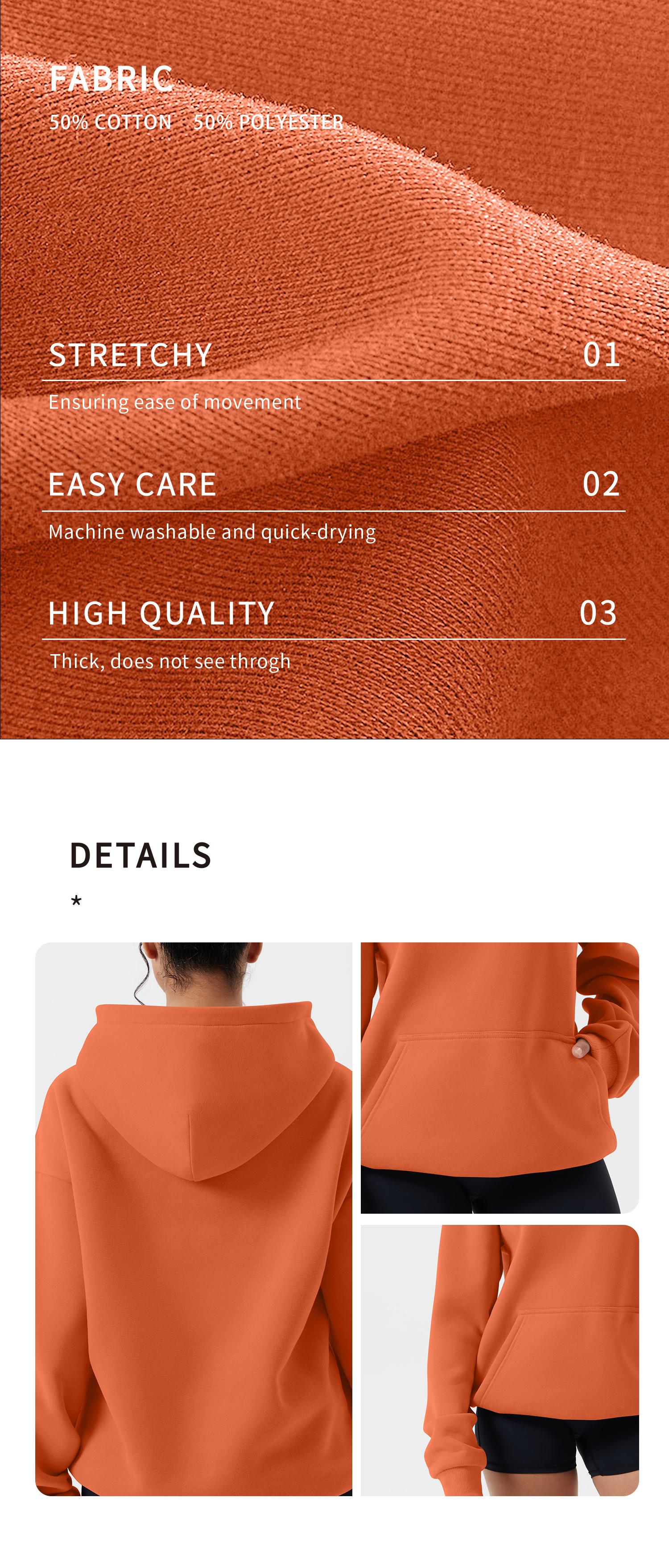 OQQ Women's Hooded Pullover Sweatshirt - Long Sleeve - Fashionable Fall/Winter Top with Front Pockets Design SpringStatements