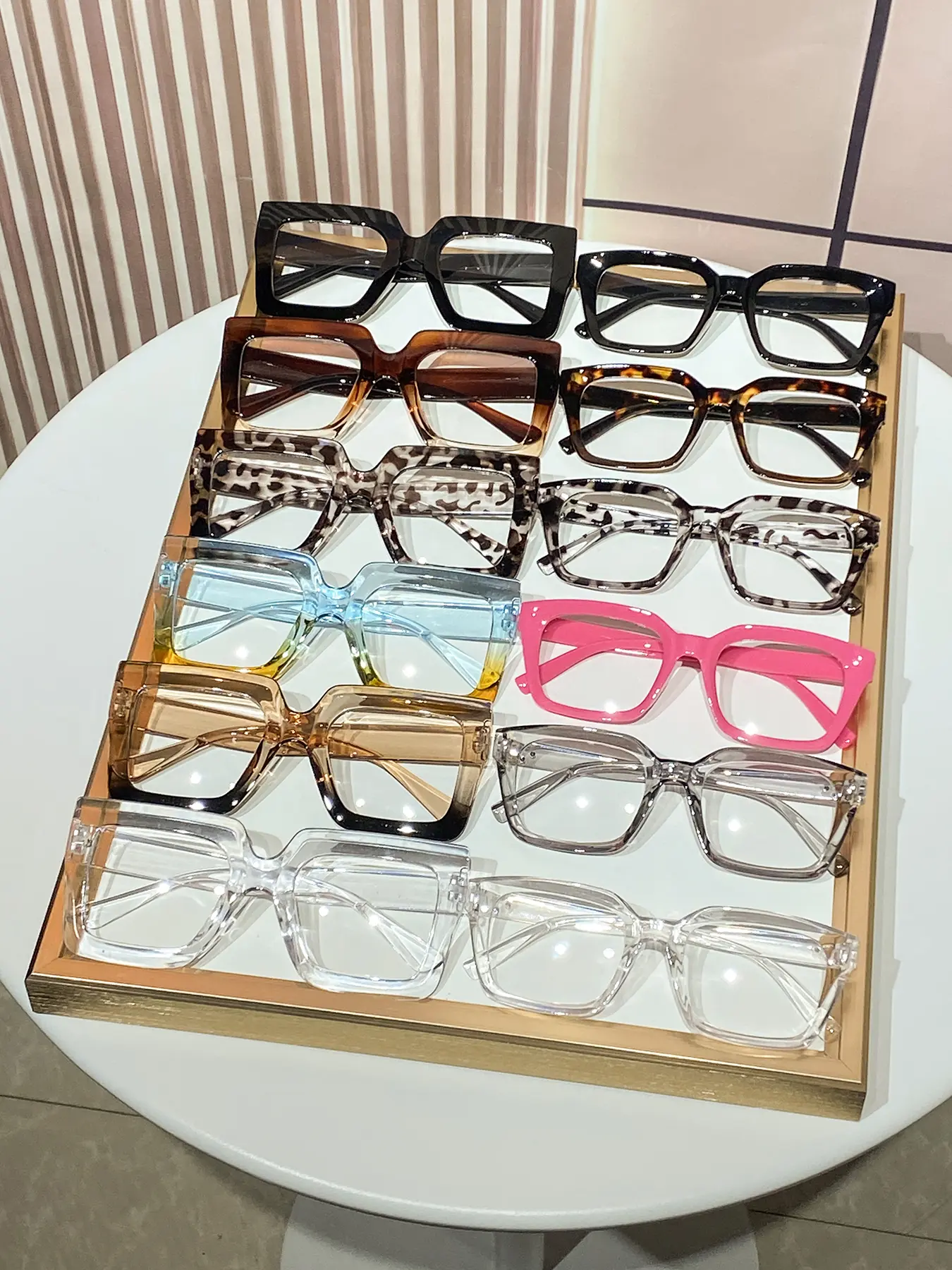 12pcs Women's Large Square Fashionable Frames Glasses, Minimalist Fashion Casual Flat Lenses, Multiple Colors Available, Perfect for Street Photography, Parties and Festivals, Stylish Trendy Eyewear, Leopard Pattern Eyeglasses, Square Frames Eyeglasses