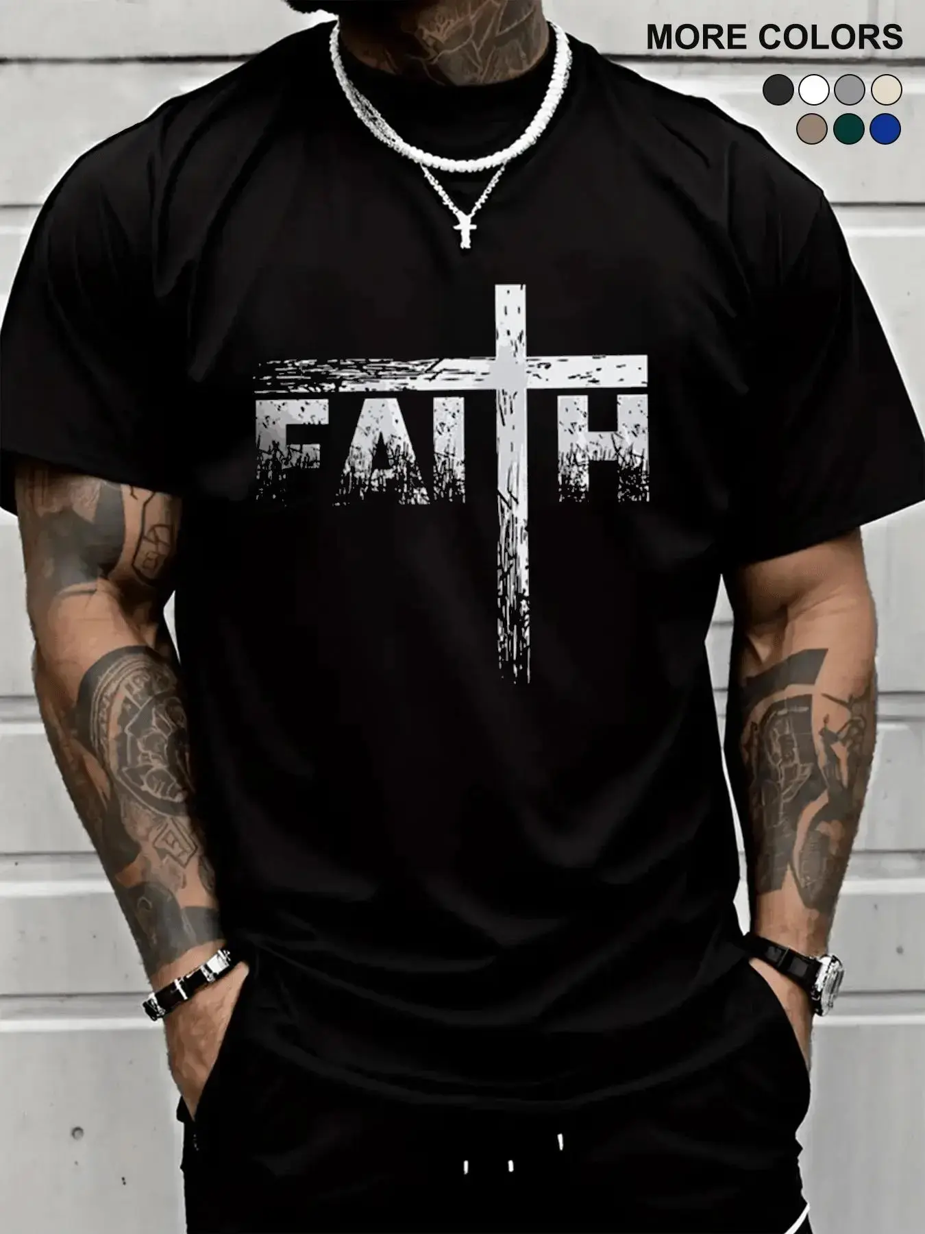 Men's Letter Print Soft Cotton Fabric T-Shirt - Menswear Short-Sleeve Crew Neck Regular Fit Lightweight Breathable Athletic Streetwear Tee for Gym & Daily Use