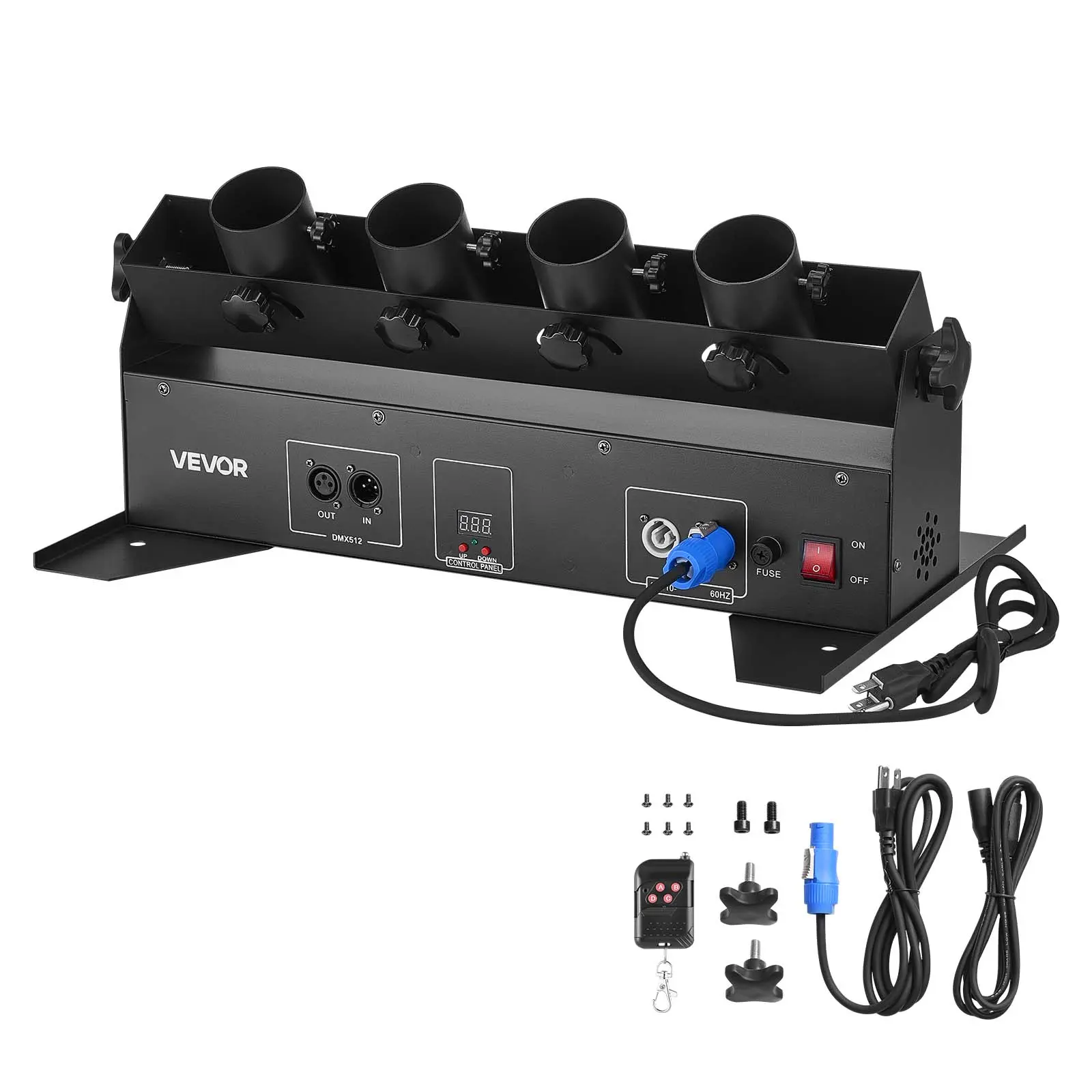 【Summerfinds】VEVOR Carbon Steel Electric Confetti Cannon Machine, 4-Shot High Output Burst Launcher, DMX512 Mode, Adjustable Manual & Remote Control, Lightweight Portable Shooter for Wedding, DJ Party, Stage Event, Party Supplies