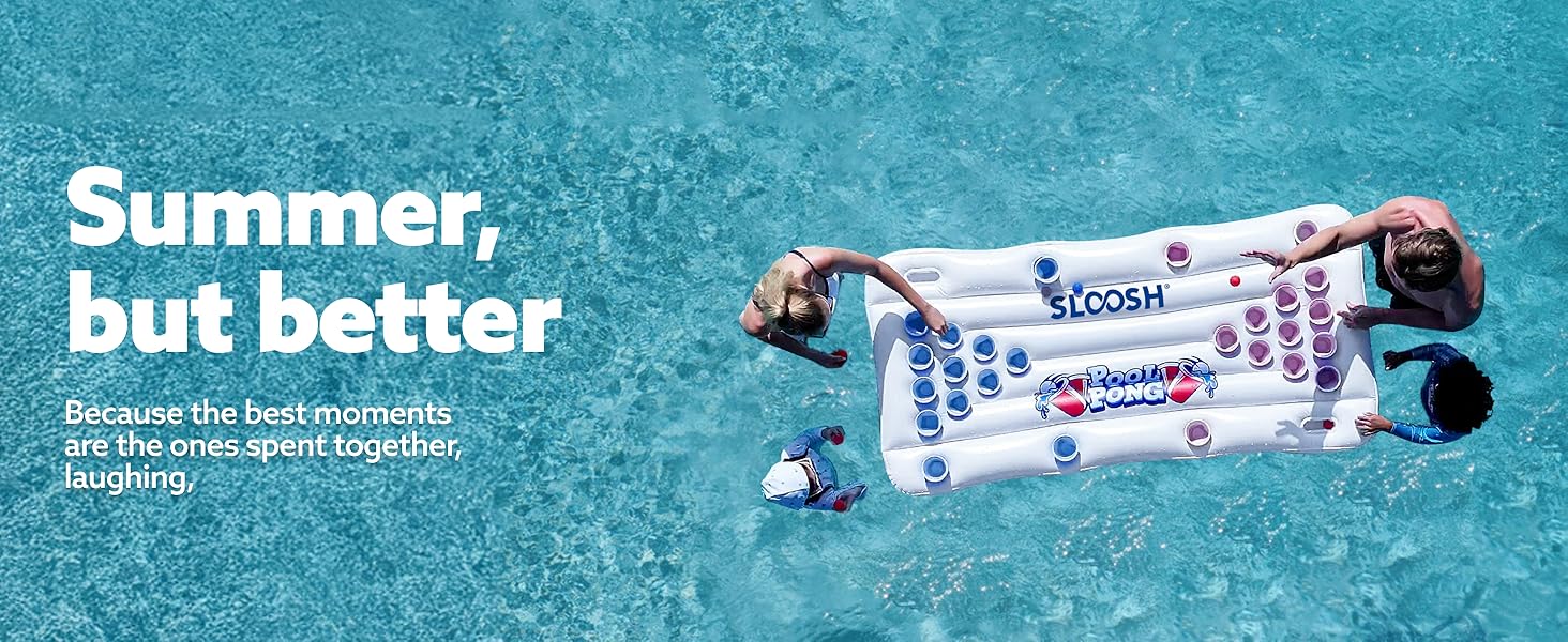 SLOOSH Pool Toys Games Set - Pong Toss Game Water Toys for Adults Kids Family Games, Inflatable Floats Lounge Raft Floating Swimming Pool Accessories 6x3 FT Table with 10 Pong Balls for Parties 4th of July SLOOSH Pool Toys Games Set - Pong Toss Game Water Toys for Adults Kids Family Games, Inflatable Floats Lounge Raft Floating Swimming Pool Accessories 6x3 FT Table with 10 Pong Balls for Parties 4th of July