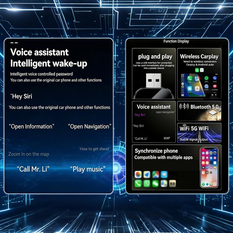 【Yurnlv】Wired to Wireless Carplay Adapter, screen mirror and watching app on your car screen, such as YouTube Tiktok ., the car must has factory wired CarPlay