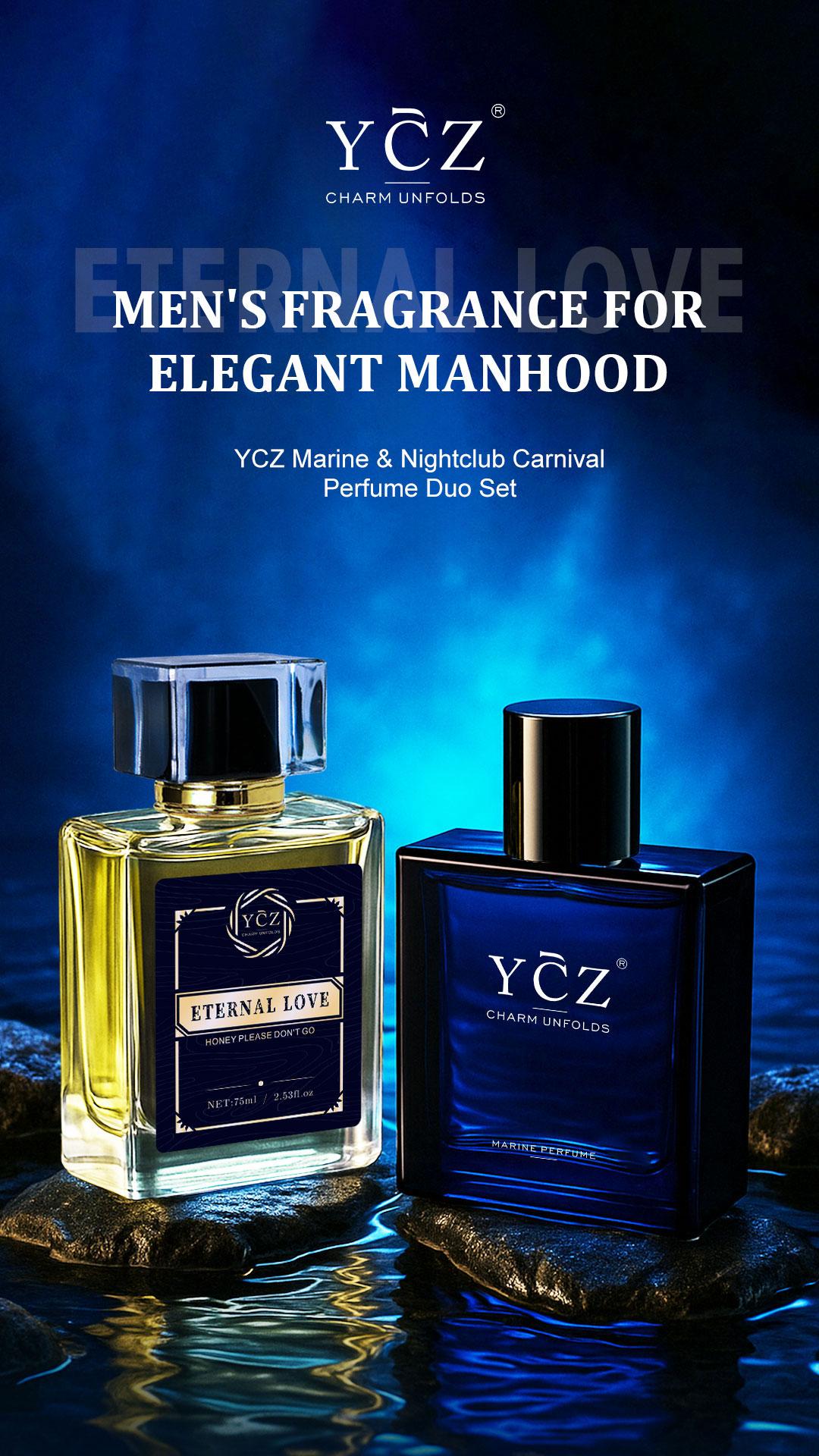 YCZ Men's Premium Cologne Set Eternal Love 75ml & Midnight Marine 50ml Aromatic Woody Scent Long-Effect EDP Unisex Fragrance for Clubbers Perfume Scented Perfume Oil Concentrated Perfume Pack