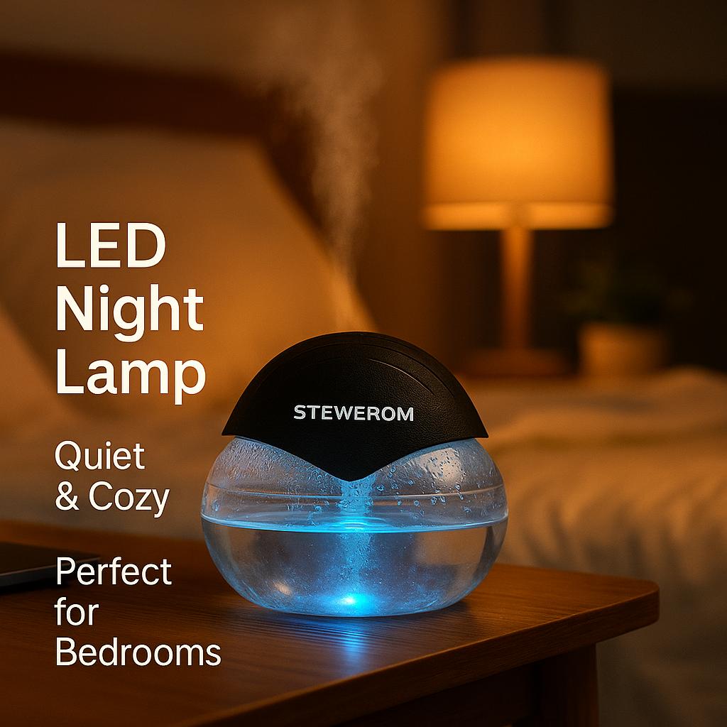 Stewerom Water-Based Air Purifier for Home & Office, Long-Lasting Fragrance, Built-In Ionizer, Quiet Multi-Function Air Cleaner