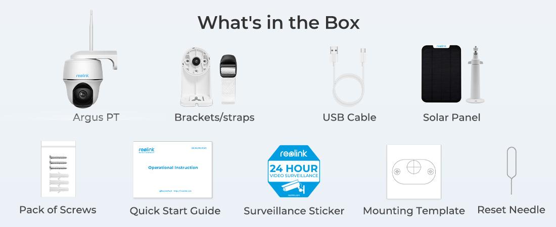 Reolink Argus PT with 3W Reolink Solar Panel 2K+ 5MP WIFI Outdoor Batttery Security Camera, Dual-Band WiFi, Smart Detection