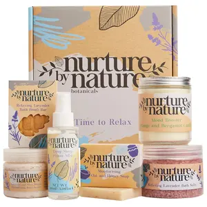SALE - Nurture by Nature New Mom Gift Set - Self Care Gift Set with Body Scrub, Lavender Pillow Spray, Body Butter, Shower Gel & more - Vegan & Non GMO - Christmas Gifts for Mum & Wife, Baby Shower Gift Idea