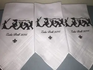 Personalized Handkerchiefs for Zulu Ball 2015 Graduation & Wedding Second Line Custom Embroidered Fleur-de-Lis Design