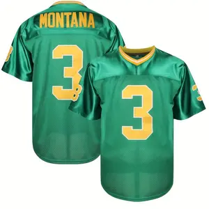 Men’s #3 Joe Montana Football Jersey, Green & Yellow, Stitched Design, High-Quality Fabric, Unisex Sports Wear, Perfect Gift