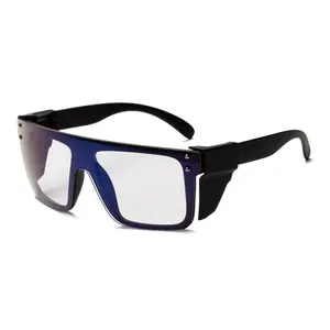 Photochromic Anti-Blue Light UV400 Auto-Darkening Clear to  Mirror Transitional ANSI Z87.1 Safety Sunglasses with Removable Side Shields