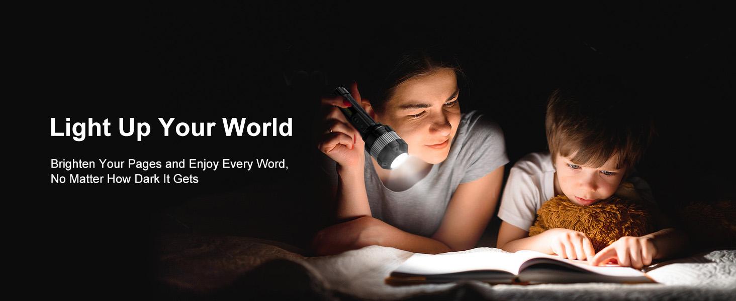 MARBERO Rechargeable Flashlight High Lumens with 4000mAh Battery Focused Beam Super Bright LED Powerful Flashlight 3 Modes Tactical Compact Portable Flashlight for Hiking Power Outage