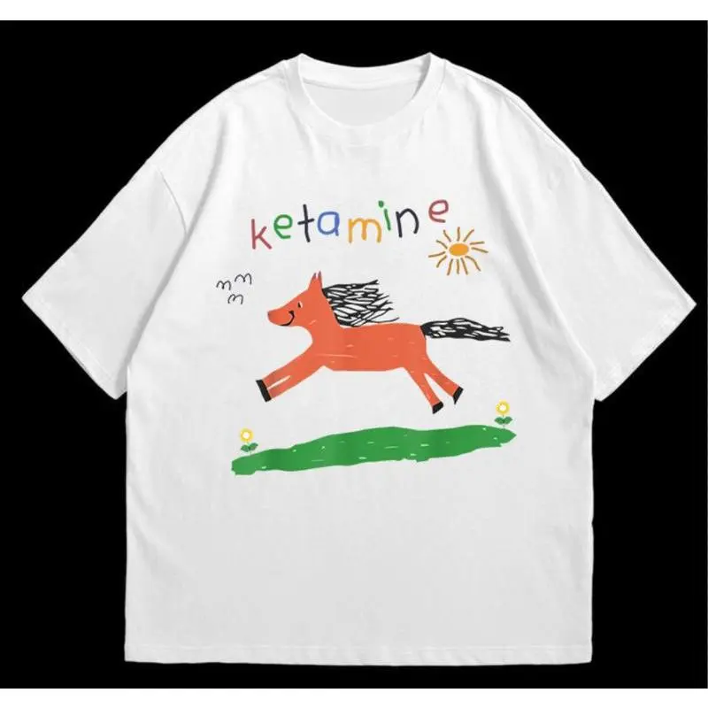 Ketamine Pony Nurse Meme T-Shirt Cotton Menswear Streetwear Adult Unisex T-Shirt Golf Gift T-Shirt For Men And Women Casual Cozy Tshirt