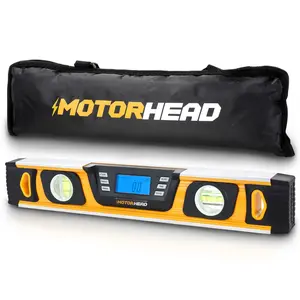MOTORHEAD 16 Inch Smart Digital Level, 0 to 180 Degree Range, Magnetic Base, Solid Aluminum Body