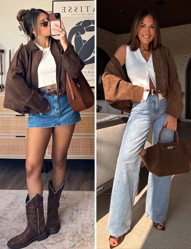 HVEWARM Women's Faux Suede Bomber Jacket Fall Winter Lapel Pilot Coat Casual Oversized Long Sleeves Zip Up Trendy Streetwear Outerwear Soft Luxe Look Classic Trendy Twist