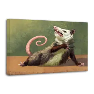 Hive-Hill Funny Opossum Crazy Possum Poster Quirky Animal wall Art Picture Painting Poster Canvas Print Artworks Bedroom Living Room Decor