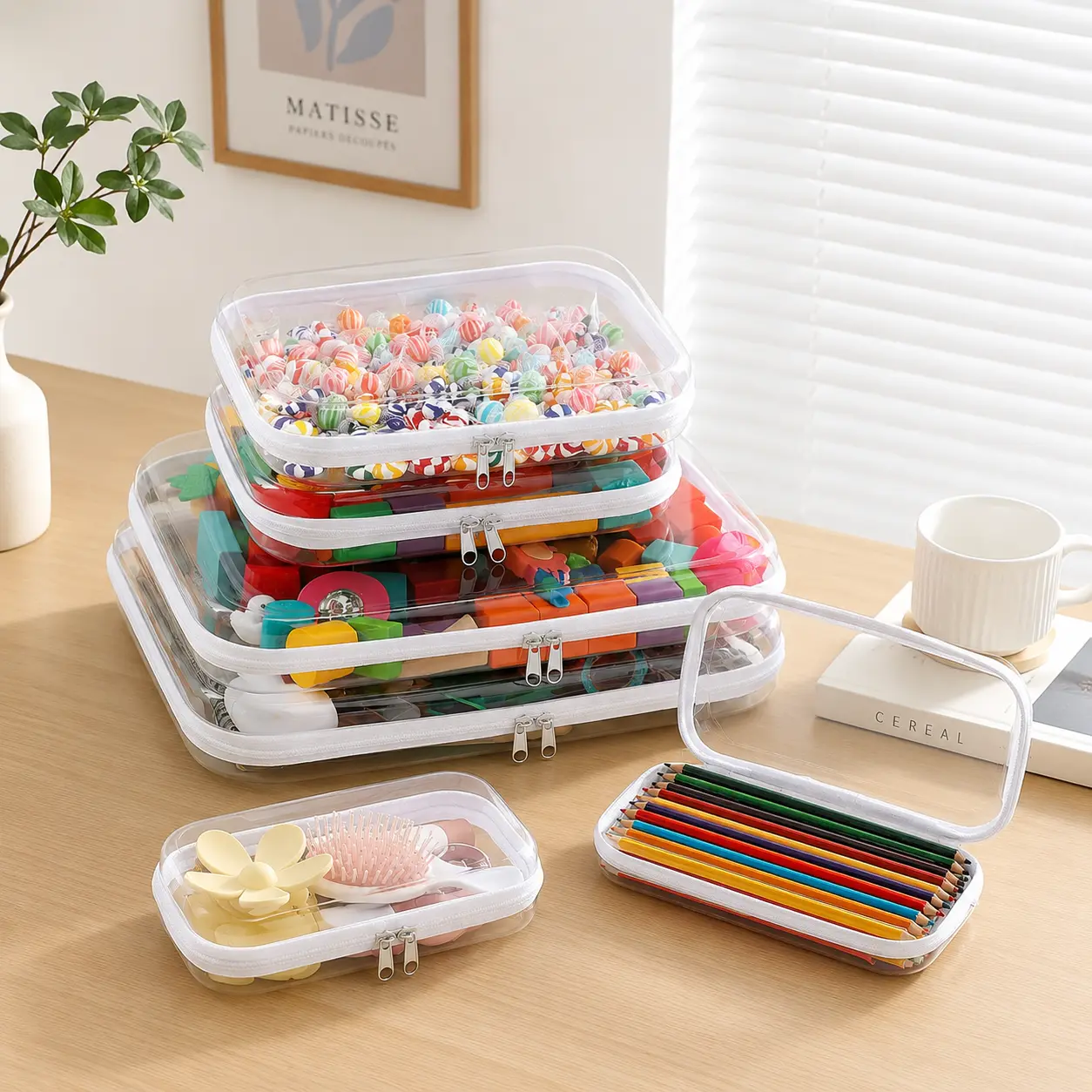 3/6/9 Pack Clear Hard Shell Zipper Case, See-Through Hard PlasticOrganizer Pouches with Zipper for Travel,Toiletries, Makeup, Electronics & Pencils -Crush-Resistant Storage outdoorfun,dorm essentials,home decor