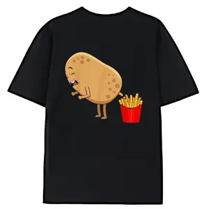 100% premium cotton T-shirt, unisex humorous potato-themed design, perfect for casual summer wear, short-sleeved style