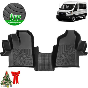 Canvcle Custom Fit for Floor Mats 2015-2021 Ford Transit 150/250/350HD (No Transit Connect) All Weather Floor Liners 1st Row 1 Piece Black