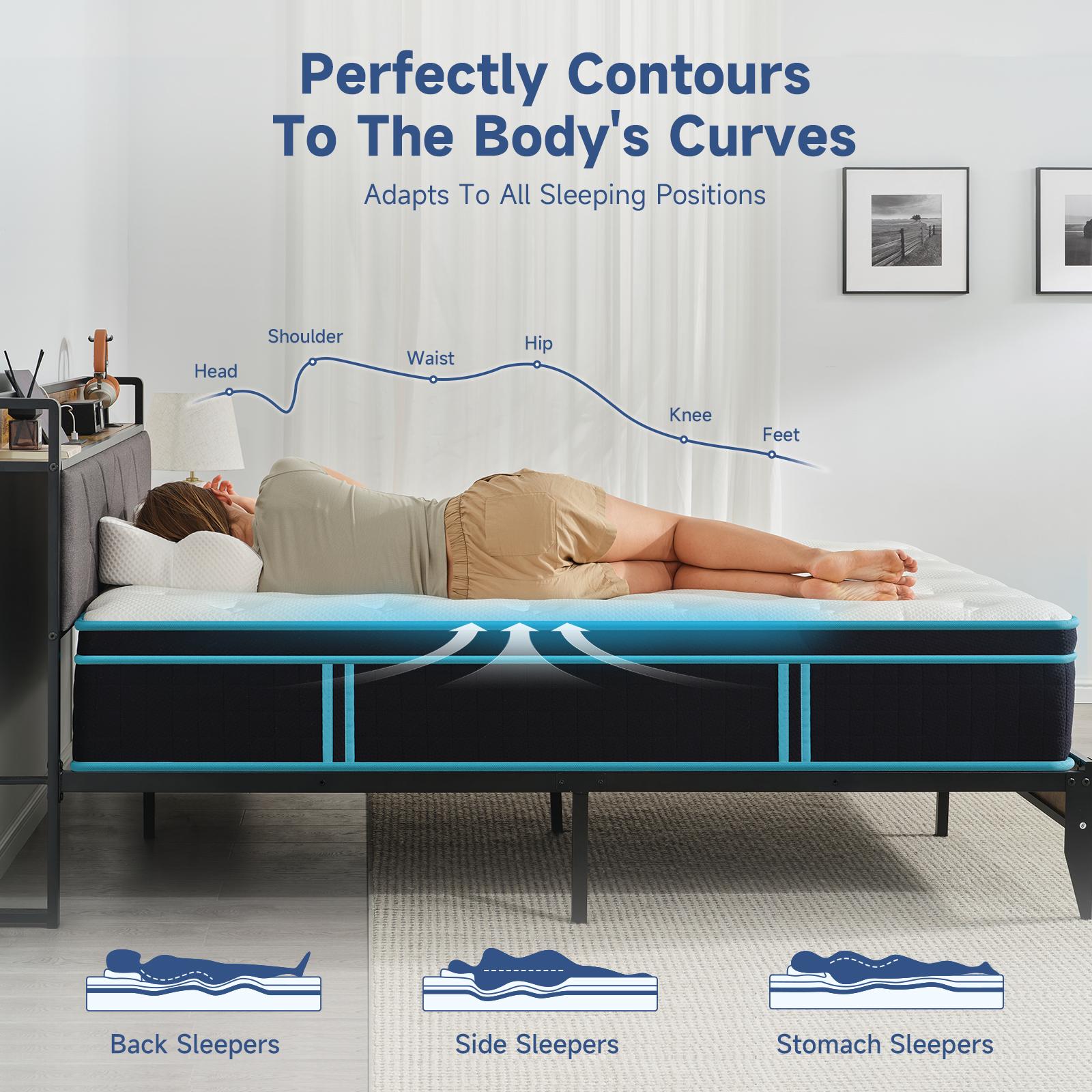 Twin Full Queen Size Mattress Outlet,10 Inch & 12 Inch Hybrid Mattress with Memory Foam & Individual Pocket Springs for Pressure Relief & Motion Isolation Medium Firm,CertiPUR-US Certified,Breathable & Supportive,Comfortable Sleep,Made in USA