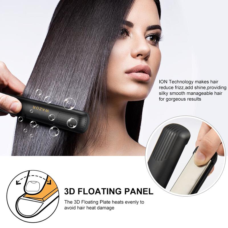 WAZOR Flat Iron 1 Inch Professional Travel Portable Negative Ions Protect Hair Hair Straightener