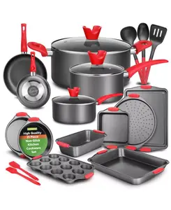 NutriChef 21-Piece Non-Stick Kitchen Cookware Set with Pots Pans Bakeware & Utensils for Everyday Cooking Durable Non-Stick Coating - Fry