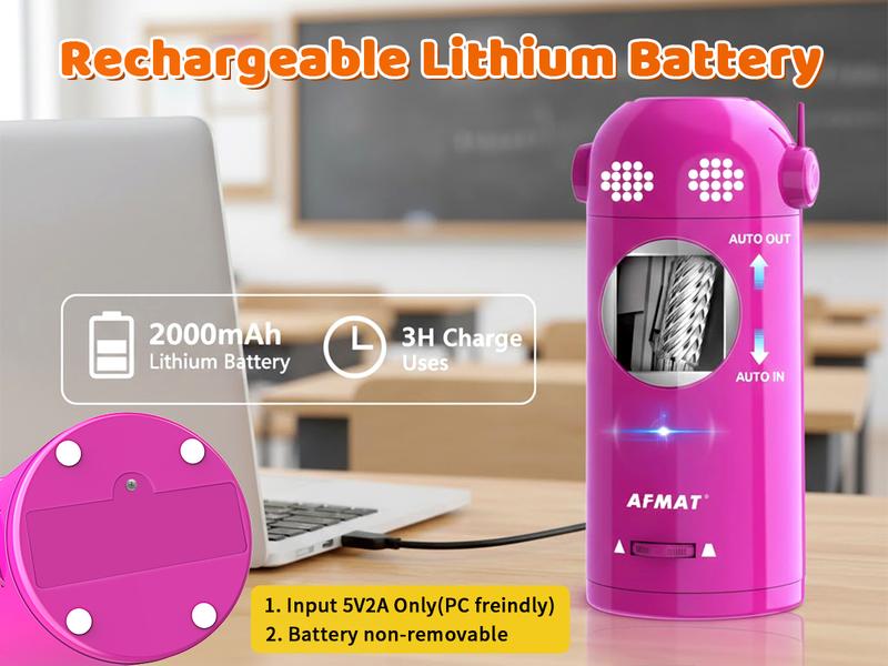 【Valentines Gift for Teachers】AFMAT Fully Automatic  Pencil Sharpener – Hands-free, Rechargeable, 3 Sharpness Settings, Kid-Safe, Large Hole (7-11.5mm), Perfect for Home, School & Office, Teacher Stuff,Teacher Christmas gifts