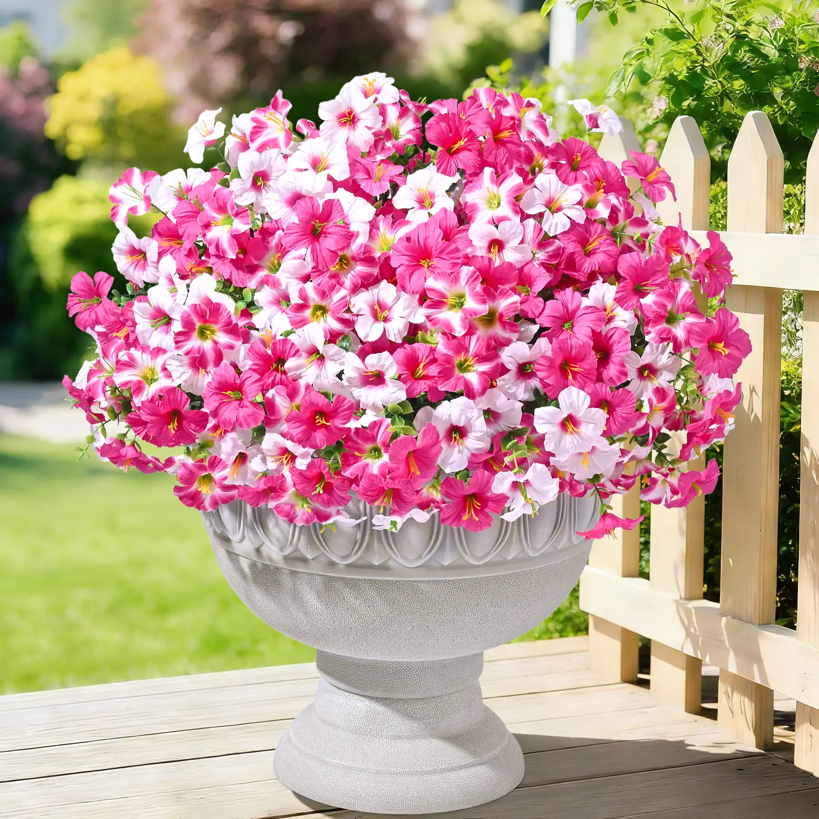 Artificial Flowers for Outdoors, 12/24 Bundles Fake Outdoor Petunias UV Resistant, Realistic Artificial Plants for Decoration, Fake Flowers for Front Porch Patio Outdoor Spring Decor, Artificial Flowers For Outside, Yard Decor
