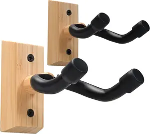 Bamboo Wood Guitar Wall Mount Hanger | Universal U-Shape Hook for Acoustic, Electric Guitar, Banjo & Bass