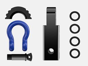 Nilight Anti-Theft Shackle Hitch Receiver 2Inch 45000 LBs Breaking Strength 3/4" Anti-Theft D Ring Shackle 5/8" Trailer Hitch Lock Pin Heavy Duty Solid Towing Kit for Trucks Off Road (Blue&Black) Harness