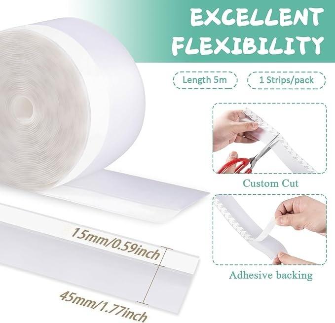 Weather Stripping Door Seal 16.4 Feet Silicone Seal Strip Door Air Draft Stopper Weather Stripping Tape for Doors and Windows Gaps(Width 45mm)