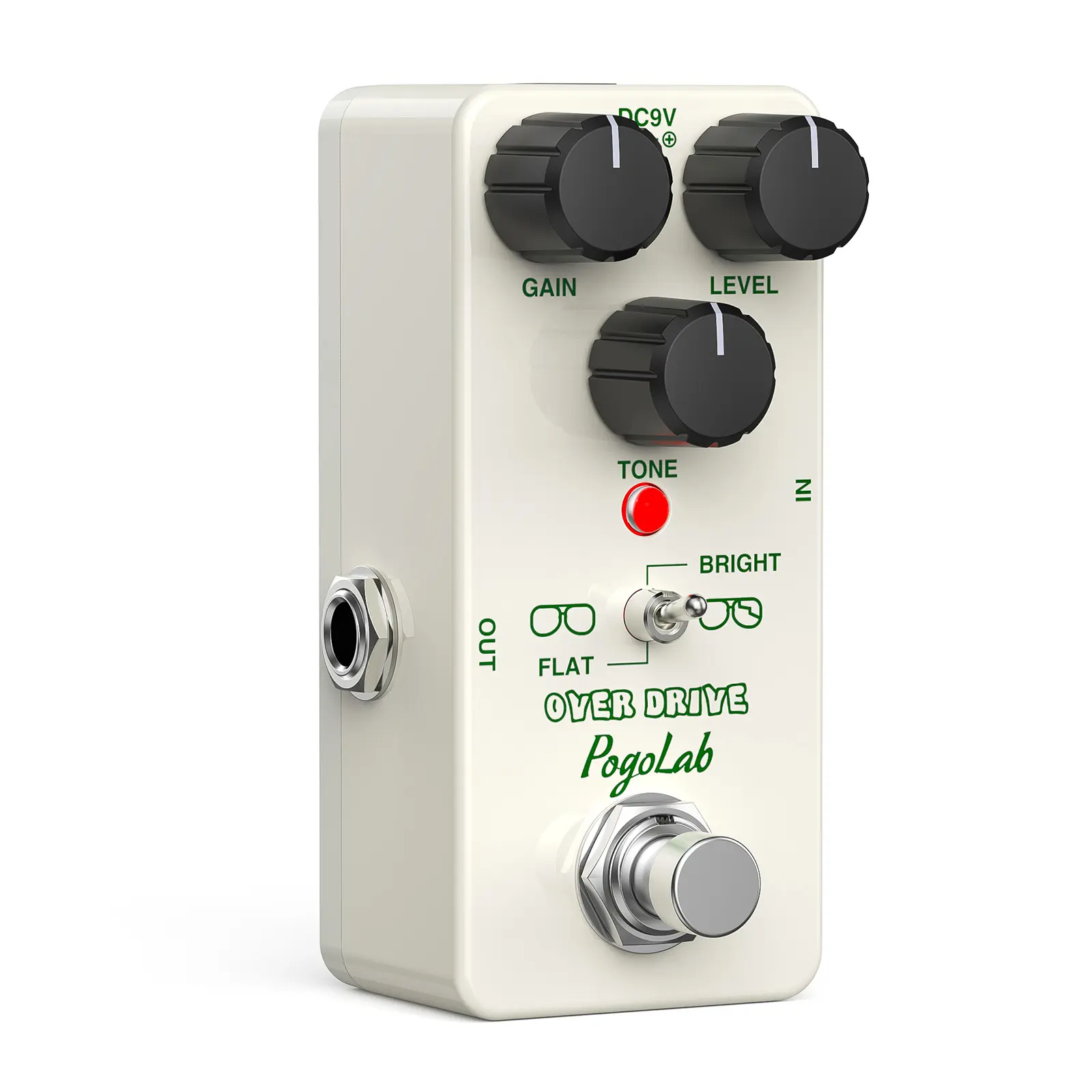 POGOLAB Guitar Effect Pedal, Mini Overdrive Pedal, True Bypass Pedal with Two Effects Bright and Flat, for Electric Guitar