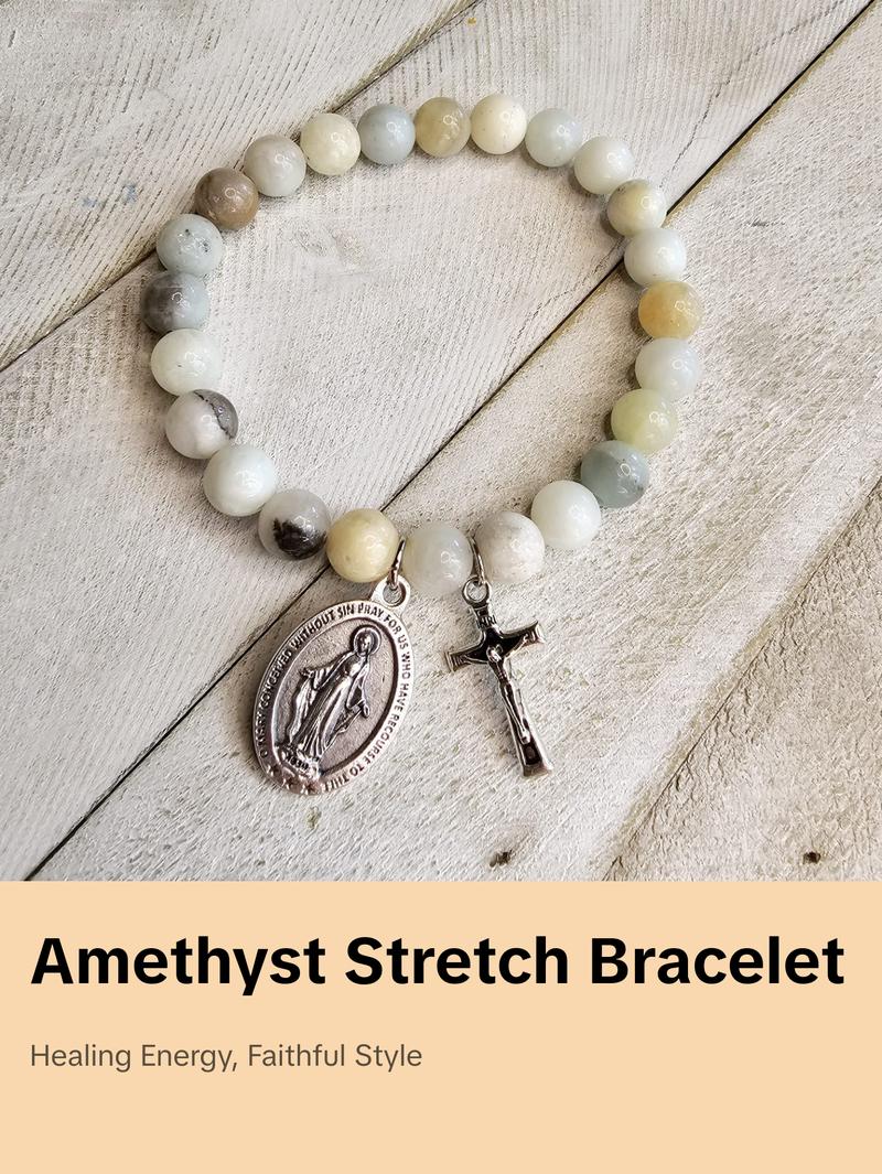 Miraculous Medal Amazonite Stone Bracelet