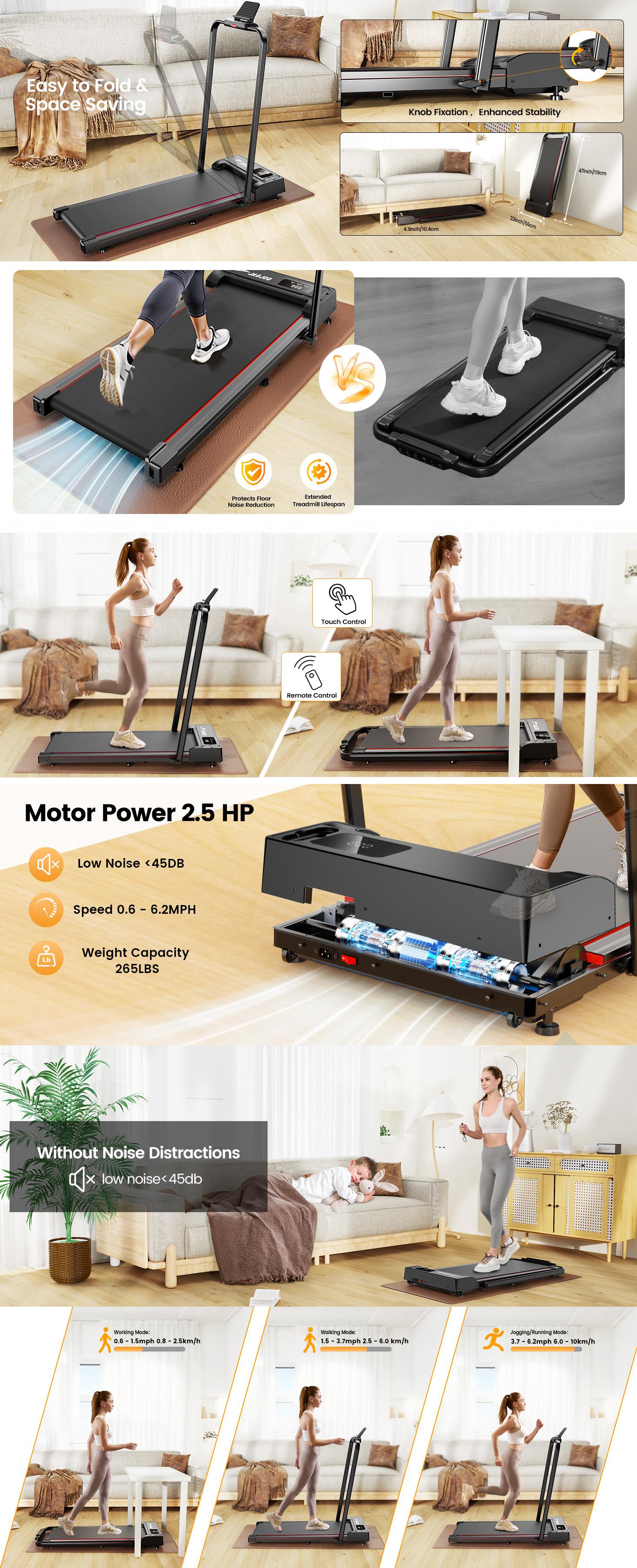 【Home/Office Exercise】Walking Pad Under Desk Treadmill , 3 in 1 Portable Folding Walking Jogging Running Machine with Remote Control & LED Display for Home/Office, Larger Running Area, Quiet for Fitness in Small Spaces