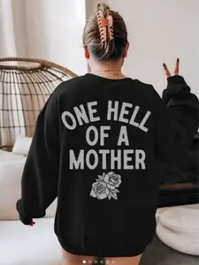 One Hell Of A Mother Sweatshirt Hoodie Crewneck for Women, trendy, retro, edgy, vintage, mama, badass, moms, mother, gift, mom sweatshirt