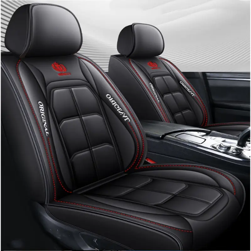 2-Pieces Leather-Look Style Car Seat Covers, Seat Protectors with Easy On/Off Keeps Upkeep Simple, Durable Comfortable Universal Vehicle Accessory for All Cars, Auto Interior Accessory