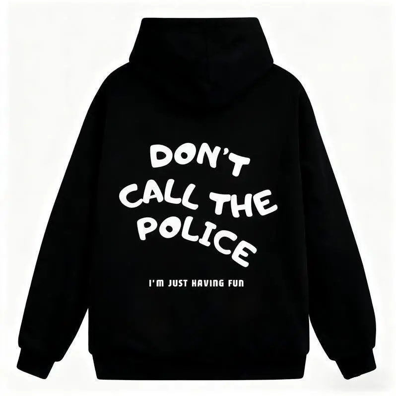 Men's "Don't Call The Police" Biker Hoodie - Classic Menswear Print Sweatshirt, Soft Cotton Fabric, Funny Motorcycle Graphic, Comfortable Fall-Winter Streetwear Pullover, Ideal Gift for Riders, Long Sleeve, Humorous, Simple, Chic, Foldable, Tops, Casual